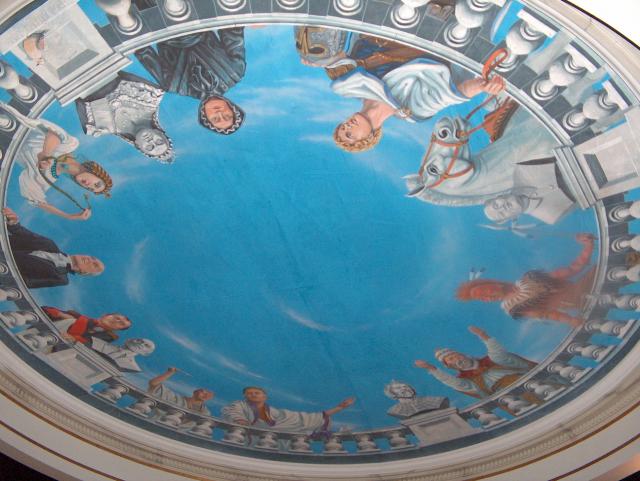 The cool paining on the ceiling