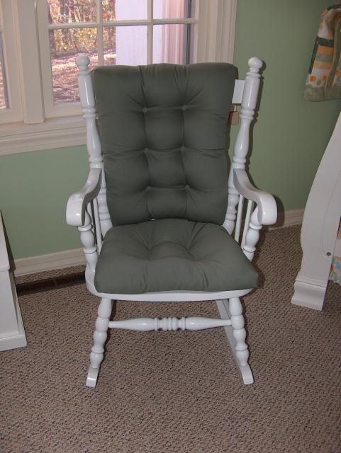 The rocker Abby's mom used when she was a baby, repainted and ready for use with another little one!