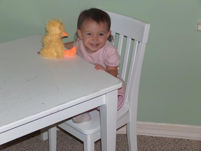 Gracie loves her new cousin's table!