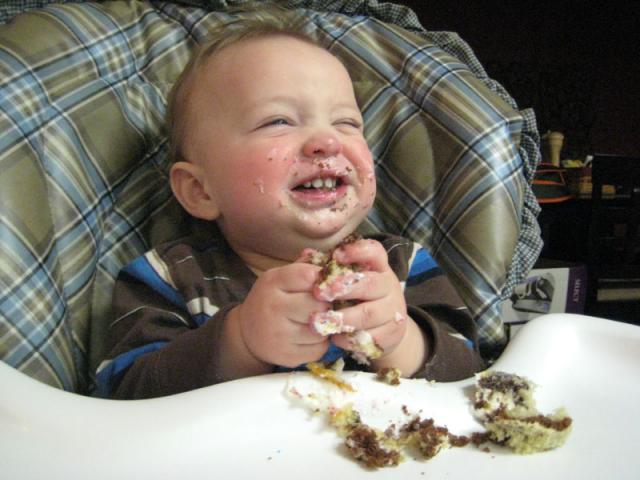 Happy, cake-y birthday boy!