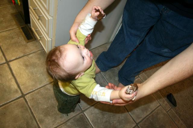 Look, Dad, I dug some cake out of the trash while you weren't looking! (Yep, he really did...)