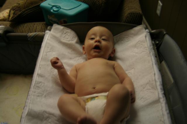 Time for another new diaper and time to get dressed for the day!