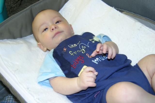 I think I need a new outfit (notice the spit-up stain down his right side)