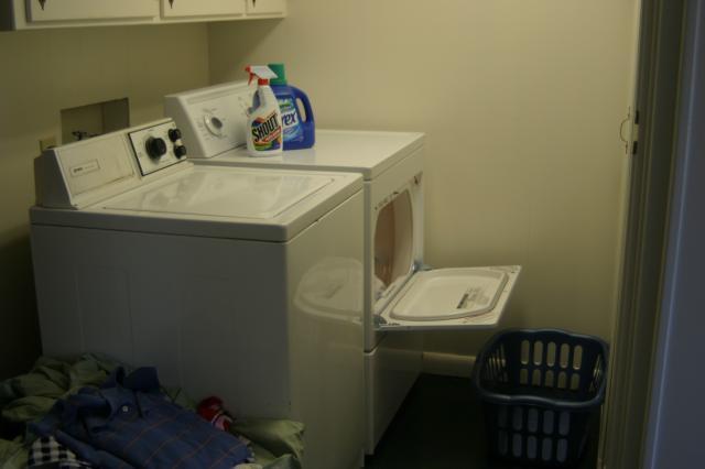 Getting the laundry from the dryer