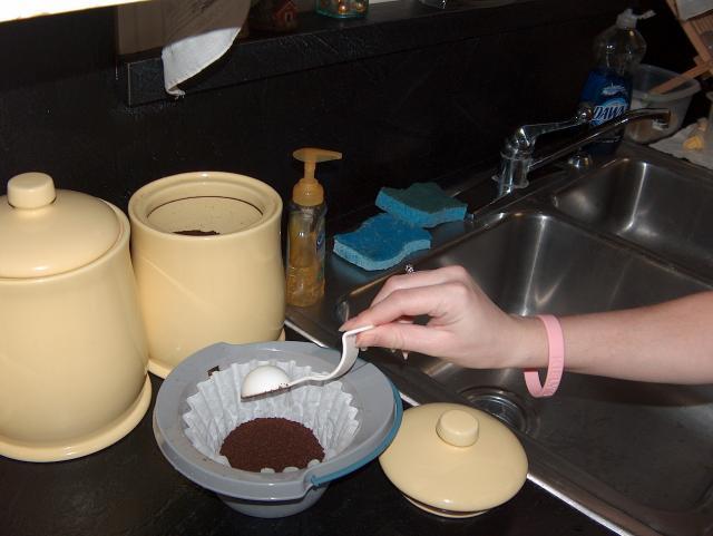 Getting the coffee pot ready for the morning