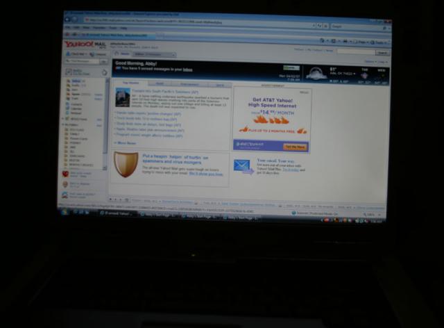 Mama checks her email