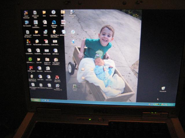 Turning on the laptop