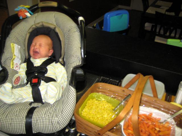 All packed up to go to Tyler's Easter lunch/party at school and still not happy