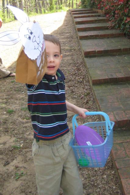 We're home! With an Easter bunny puppet!