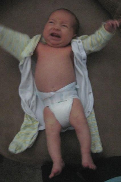 Definitely awake now and time for a new diaper