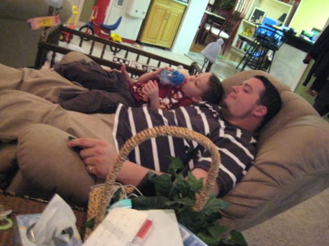 Daddy and Tyler have a little down time