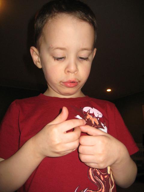 Can you tell he's been eating chocolate?