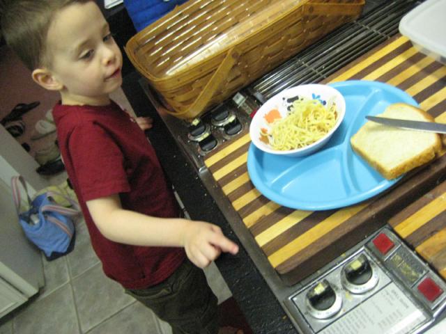 ...while Mama fixes Tyler's dinner.