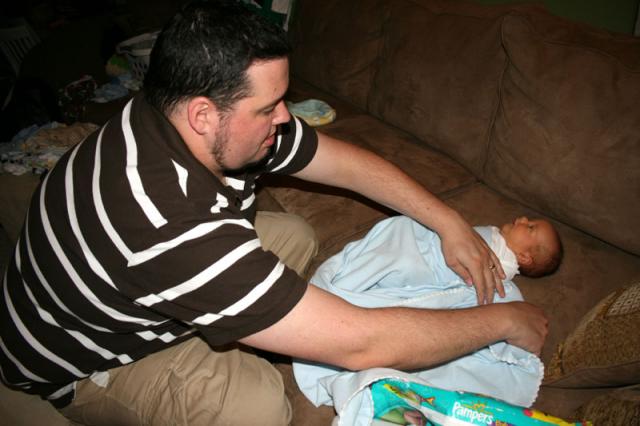 The master swaddler at work