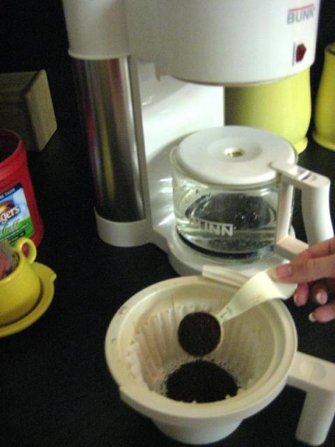 Getting the coffee ready for the morning