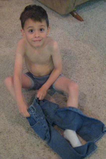 Look, Mom, I can get dressed all by myself!