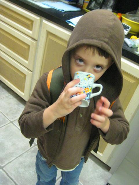 ...so, of couse, Tyler had to have a shot of coffee, too.