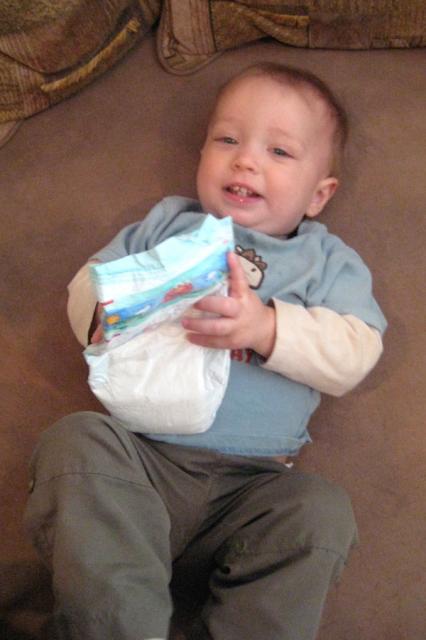 You were finished with your breakfast, right, Mom? (Diaper time!)