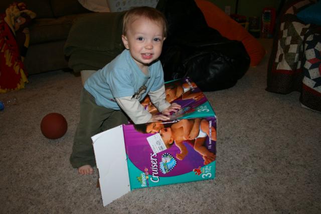 Diaper boxes = best toys ever!