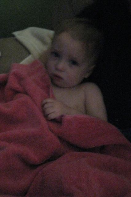 Daddy had to go back to work, so sick boy switched to Mama and woke up