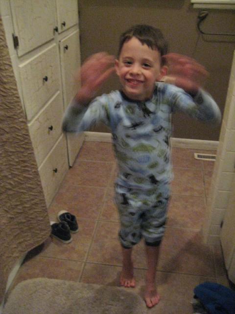 Tyler's up to go potty (or at least that's the excuse this time)