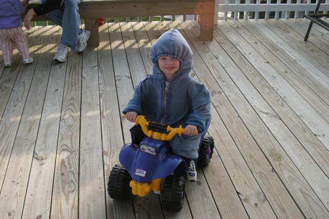 All bundled up in Mimi's jacket!