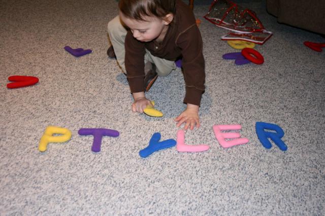 Mama spelled out Tyler, and then he added the silent "P"