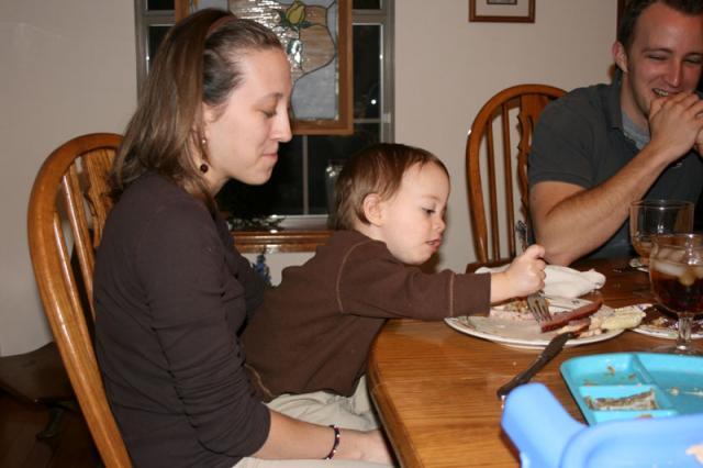 Finished with pie, had to check out what's left on Mama's plate