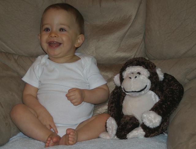 Tyler & Monkey -- 11 months old!