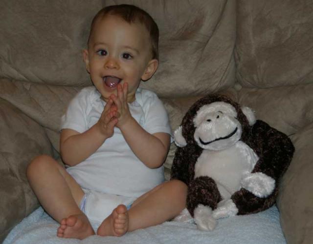 Tyler & Monkey -- 12 months old!