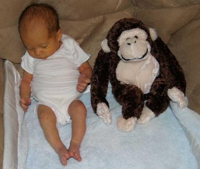Tyler & Monkey -- 1 month old!