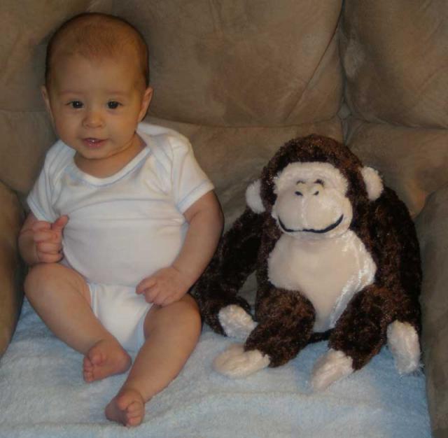 Tyler & Monkey -- 3 months old!