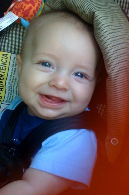 At least he's happy when we stop the car