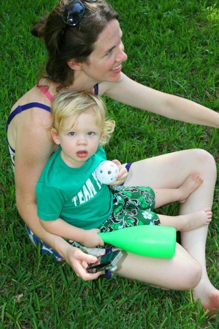 Jenna and Jackson, cheering on the team
