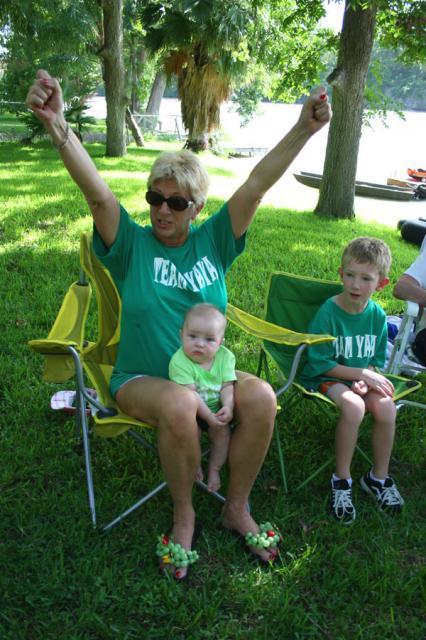 Mimi perks up with a cheer