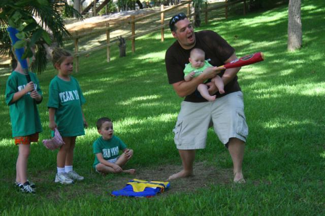 Dad has to hold his mouth just right