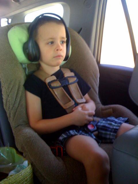 On the road home -- watching a movie and blocking baby screaming