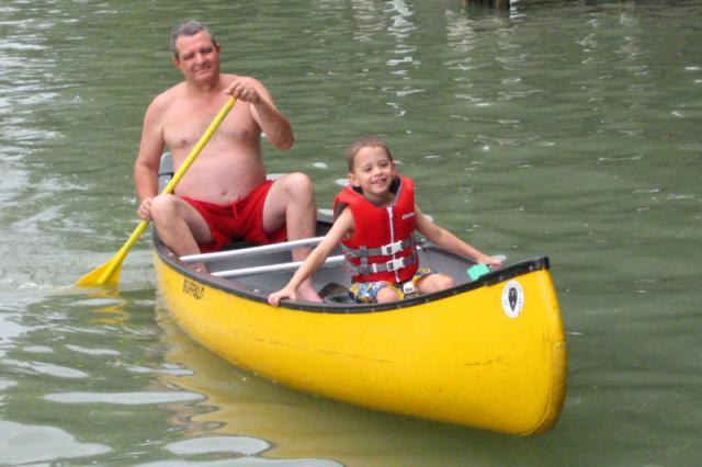 Papa and Tyler go canoe-ing