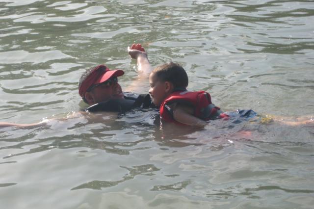 Floating with Daddy