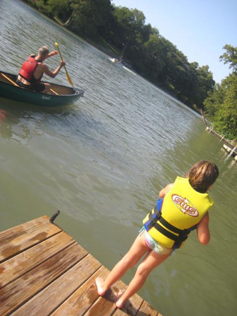 Jimmy tests out the canoe before taking Charli out again