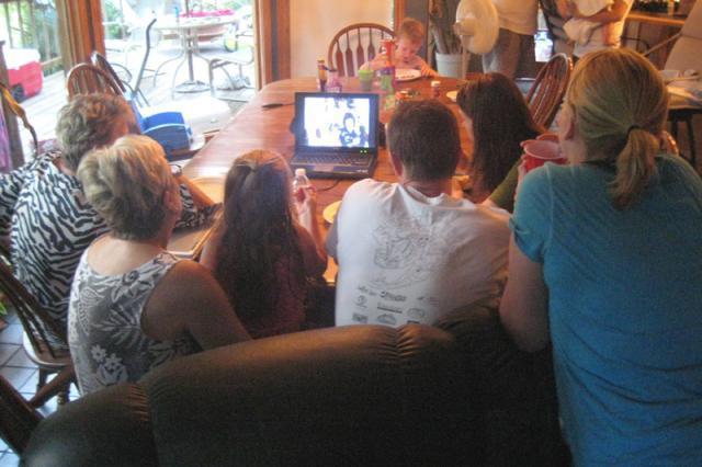 Watching the twins' birthday slideshow